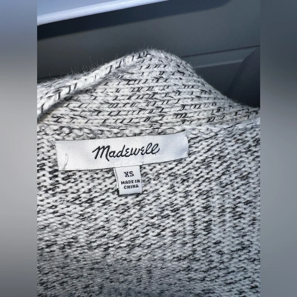 Madewell Women’s X Small White Marled Aztec Cotton Midland Cardigan Sweater XS